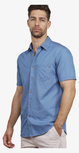 Get The Melgund Dobby Shirt In Denim Online - Freemans Knitted Polo Jumper In Khaki Size 38r