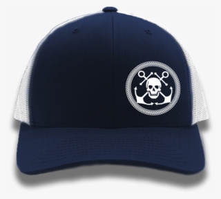 Navy Anchor & Skull Flexfit Trucker Hat - Pirate