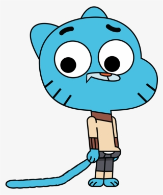 Gumball Looking Down Left At His Tail - Gumball The Amazing World