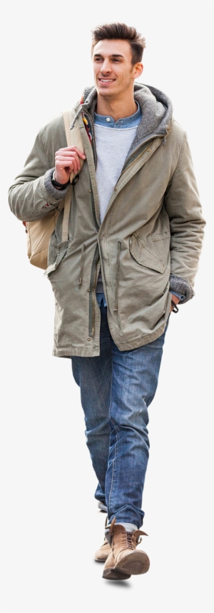 Cutout Man Walking In Green Jacket