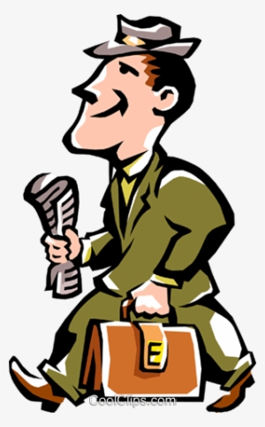 Man Walking To Work Royalty Free Vector Clip Art Illustration - Work Clipart Png