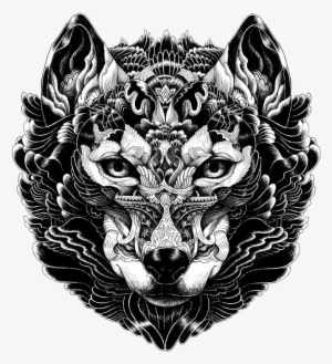 Dark-color Ornamented Wolf Muzzle Tattoo Design - Iain Macarthur Wolf