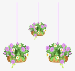 Hanging Flower Pots Illustration, Flowers, Pot, Hanging - Illustration