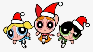 Powerpuff Girls Wear Christmas Hat And Winter Clothes - Dibujos De Las Chicas Superpoderosas Para Colorear