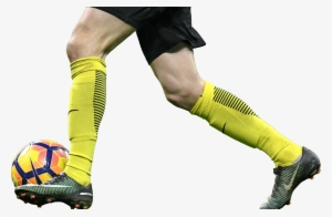 A Player Dribbling With The Soccer Ball At His Feet - Soccer Player Leg Png