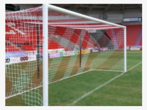 Stadium Soccer Goal Nets - Gestreiftes Fußball Tornetz (7,32x2,44x0,8x2m) Weiß