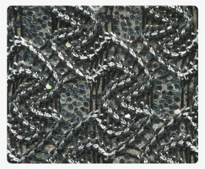 46 Black White Knitted Silver Sparkle Fabric Swatch - Cobblestone