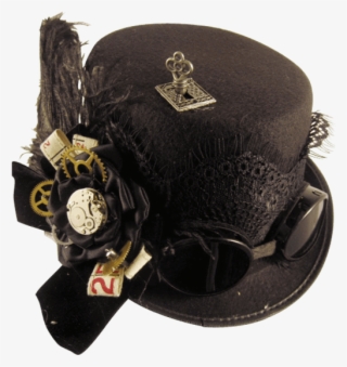 Black Geared Steampunk Riding Hat With Goggles - Steampunk Costume Hat