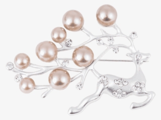 Womens Rhinestone Artificial Pearl Christmas Deer Brooch - Rhinestone Cute Elk Crystal Faux Pearl Wedding Party