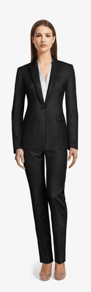 Black Corduroy Pant Suit - Women In Suits Png