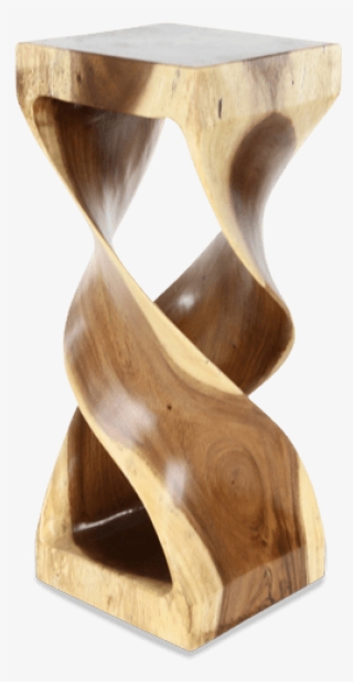 Swirl Wood Side Table - Benzara Brown Wood Hourglass Shaped Side Table