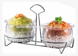 Acrylic On Ice Dip Chillers Salad Bowl Serving Set - Condiment Containers On Ice