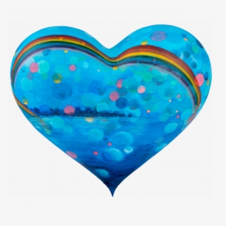 2018 Mini Heart By Taiko Fujimura "water Illumination" - Teal Heart