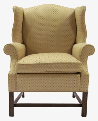 Traditional Beige Chippendale Style Wingback Chair - Slipcover