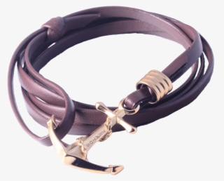 Gold Anchor Brown Leather Bracelet - Bracelet