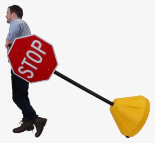 Yellow Roll 'n' Pole Sign Holder With 66in - Yellow