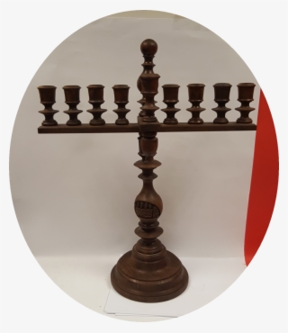 פריט מיוחד חנוכיית בצלאל עשויה עץ עם גילוף סצנת ירושלים - Table