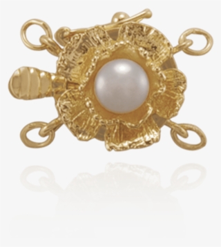 Flower Pearl Clasp With Cultured Pearl And Safety Lock