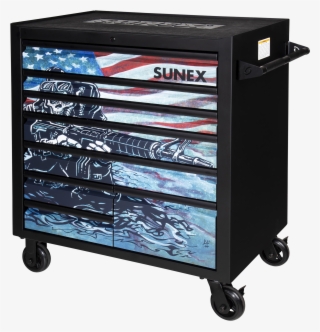 8 Drawer Premium Service Cart Matte Black Usa Skull