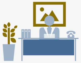 Old Man Sitting Behind His Desk - Graphic Design