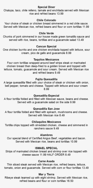 Special Diner Chalupa, Taco, Chile Relleno, Tamale