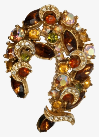 Sphinx Rhinestone Crescent Moon Pin Amber Rootbeer - Moon