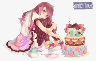 Anime Birthday Girl 1 Happy Birthday World - Anime Girl Food Render