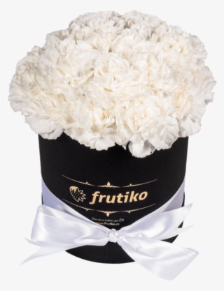 White Carnations Black Oval Box - Hydrangea