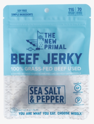 Sea Salt & Pepper<br>100% Grass-feed Beef - New Primal, Grass-fed Beef Sticks, Original, 20 Sticks,