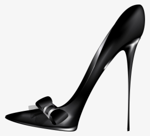 Black High Heels With Bow Png Clip Art - Black High Heel Png