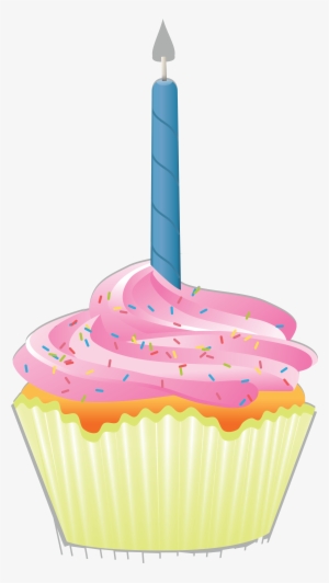 Free Clipart Of A First Birthday Cupcake With A Candle - Cupcake
