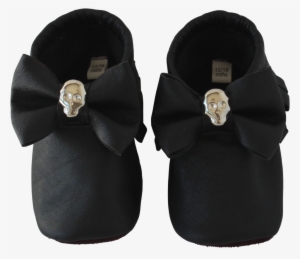 Black Bow Leather Moccasins - Leather