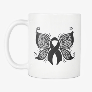Black Ribbon Butterfly Melanoma Skin Cancer Awareness - Breast Cancer Ribbon