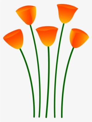 Single Flower In Vase - Clip Art Orange Flowers