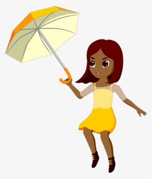Girl, Wind, Weather, Umbrella, Windy - Fly Girl With Umbrella Cartoon Png