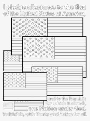 American Flag Pledge Of Allegiance Coloring Page - Line Art