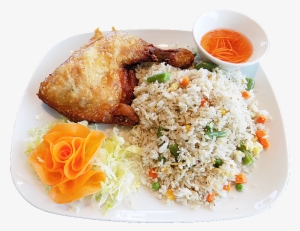 Rice With Chicken Png - Fried Rice Plate And Chicken