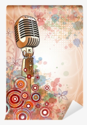 Retro Microphone & Floral Calligraphy Ornament - Karaoke Sing Along-kishore Kumar