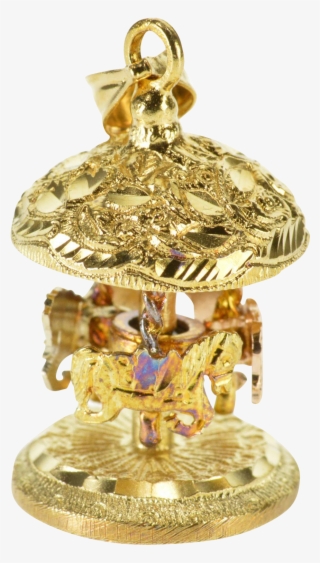 14k Ornate Articulated Carousel Carnival Ride Charm/pendant - Saraswati Golden Statue