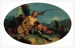 Female Satyr With Tambourine Child Putto - Female Satyr