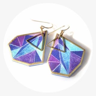 Purple Gold Triangle Art Earrings Handmade In Melbourne - Melbourne