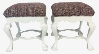 Chippendale Lacquered Mahogany Chanel Upholstered Benches - Footstool