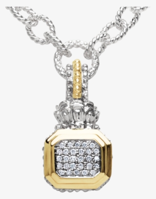 Stylish Silver And Gold Diamond Pendant By Vahan - Silver