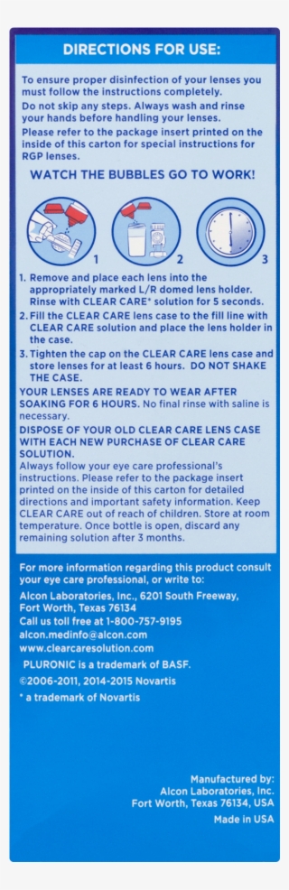 Clear Care Rinse /& Go Solution, 12-ounces Alcon Laboratories