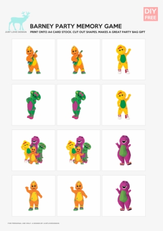 Barney Party Bag Thank You Hanger Tags - Barney Printables