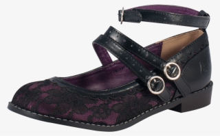 La Bella Doll Black And Purple Lace Mary Jane - Ballet Flat