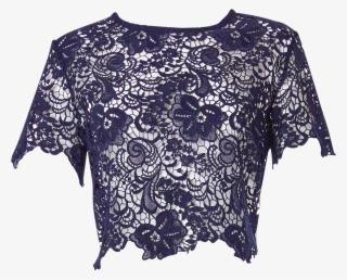 Piq Top Anina Midnightblue Guipurelace - Blouse