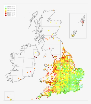 Distribution Of Harlequin Ladybird Feb 2015 © Ceh