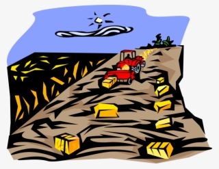 Vector Illustration Of Farmer Creating Harvested Alfalfa