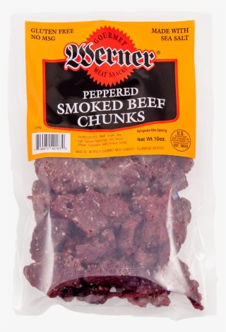 Peppered Smoked Beef Chunks - Werner Beef Jerky, Peppered - 3 Oz